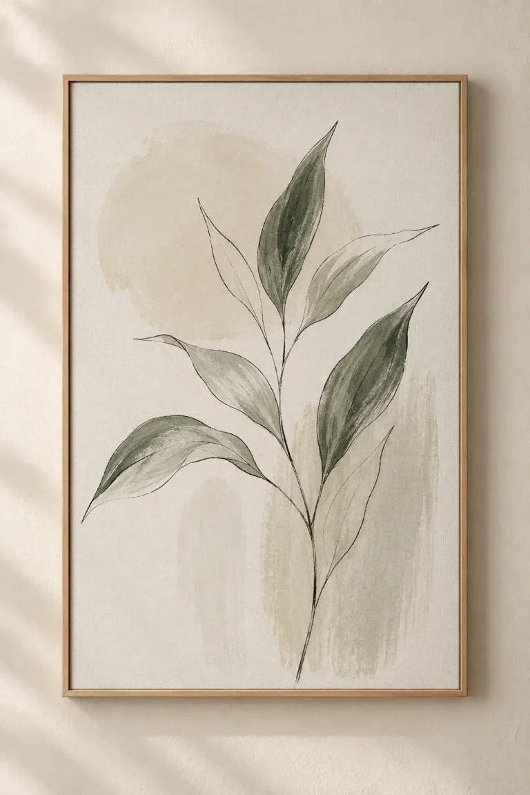 Tranh Canvas Thực Vật Nét Vẽ Phác Thảo Tối Giản – H00650