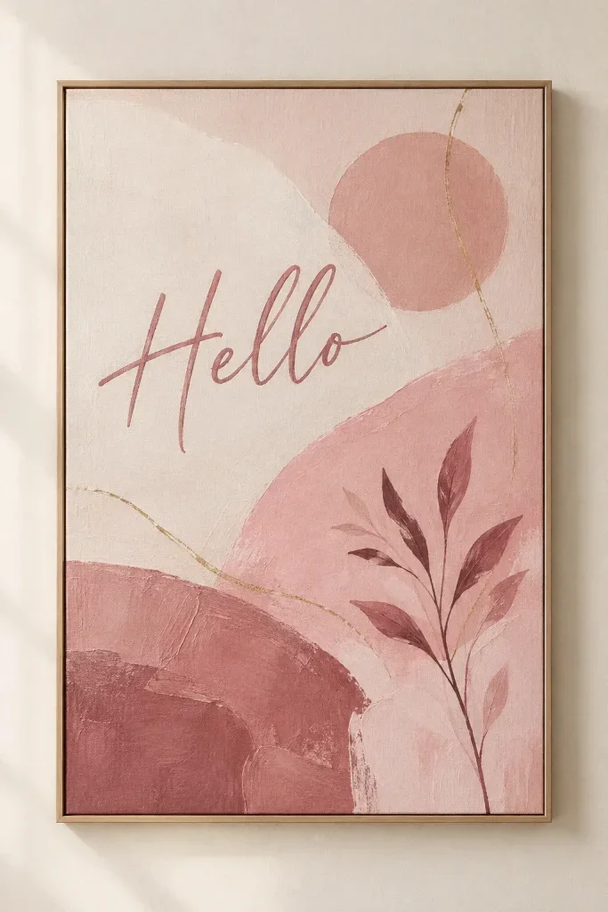Tranh Canvas Hello Sắc Hồng Trừu Tượng – H00636