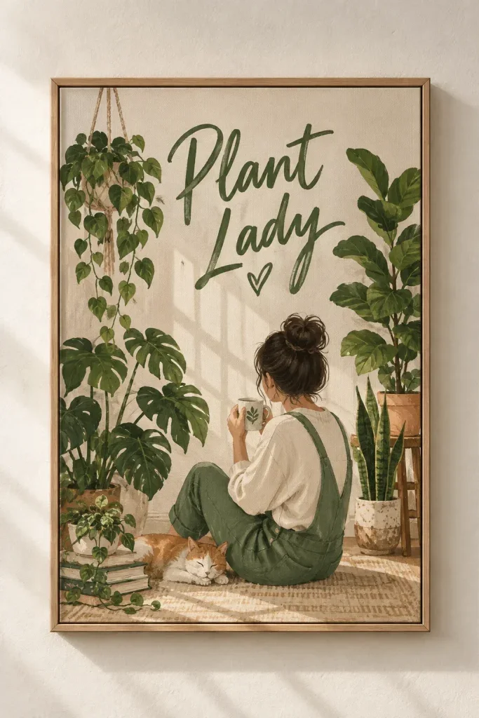 Tranh Canvas Typography Plant Lady – H00630