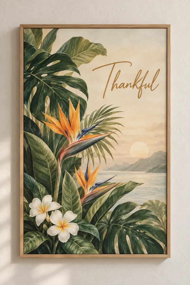 Bộ Tranh Canvas Tropical Botanical & Thankful – H00424