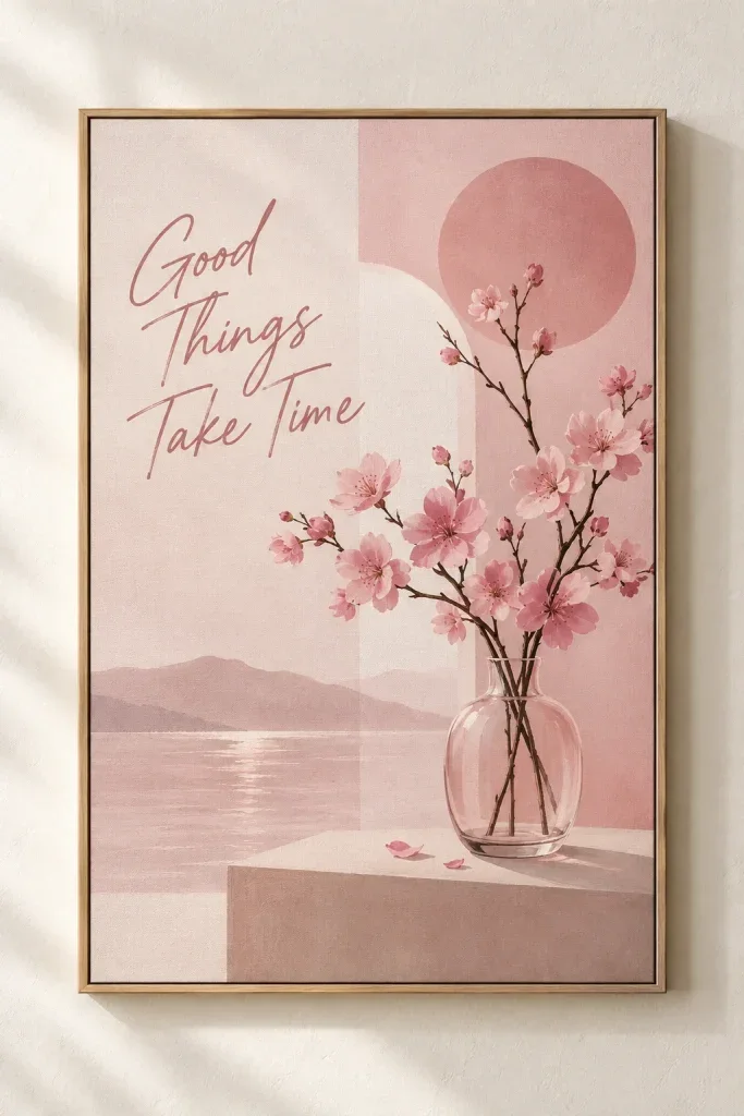 Bộ Tranh Canvas Sắc Hồng Hiện Đại & Typography – H00406