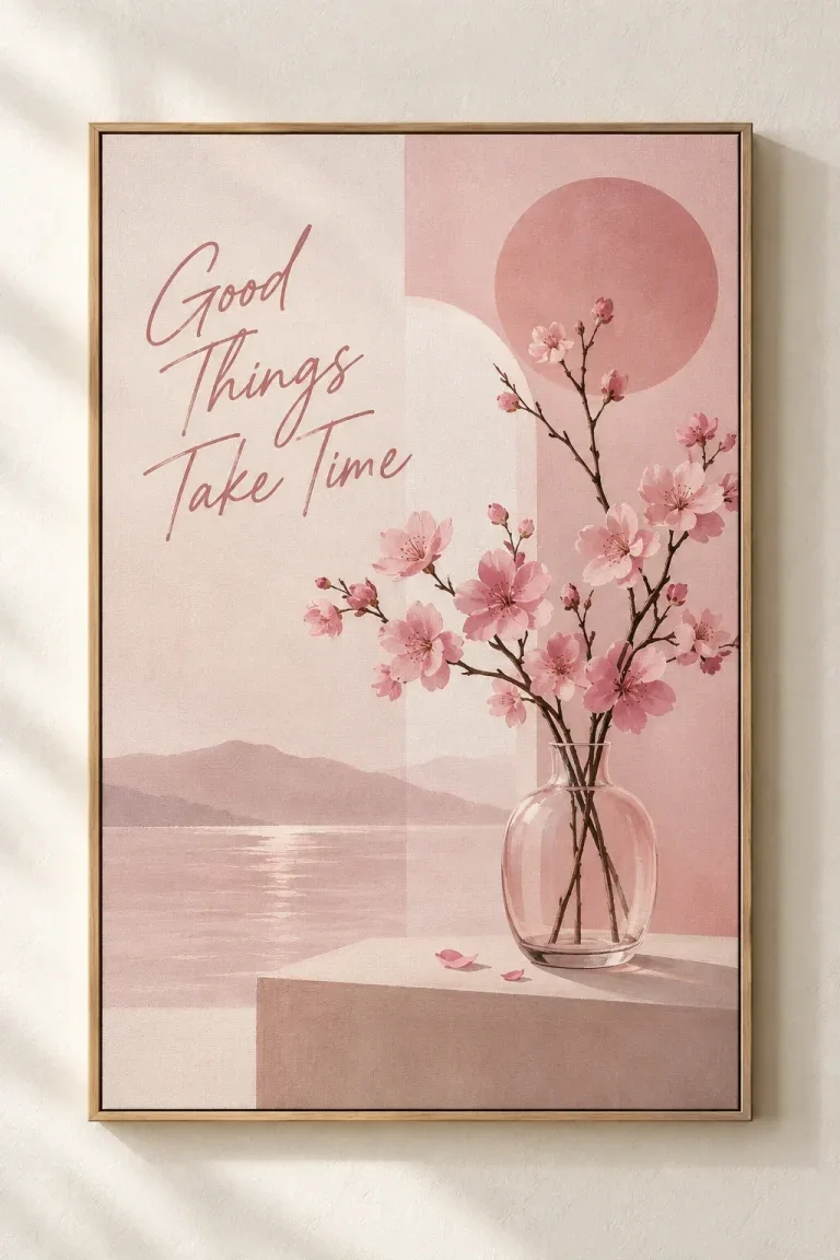 Bộ Tranh Canvas Sắc Hồng Hiện Đại & Typography – H00406