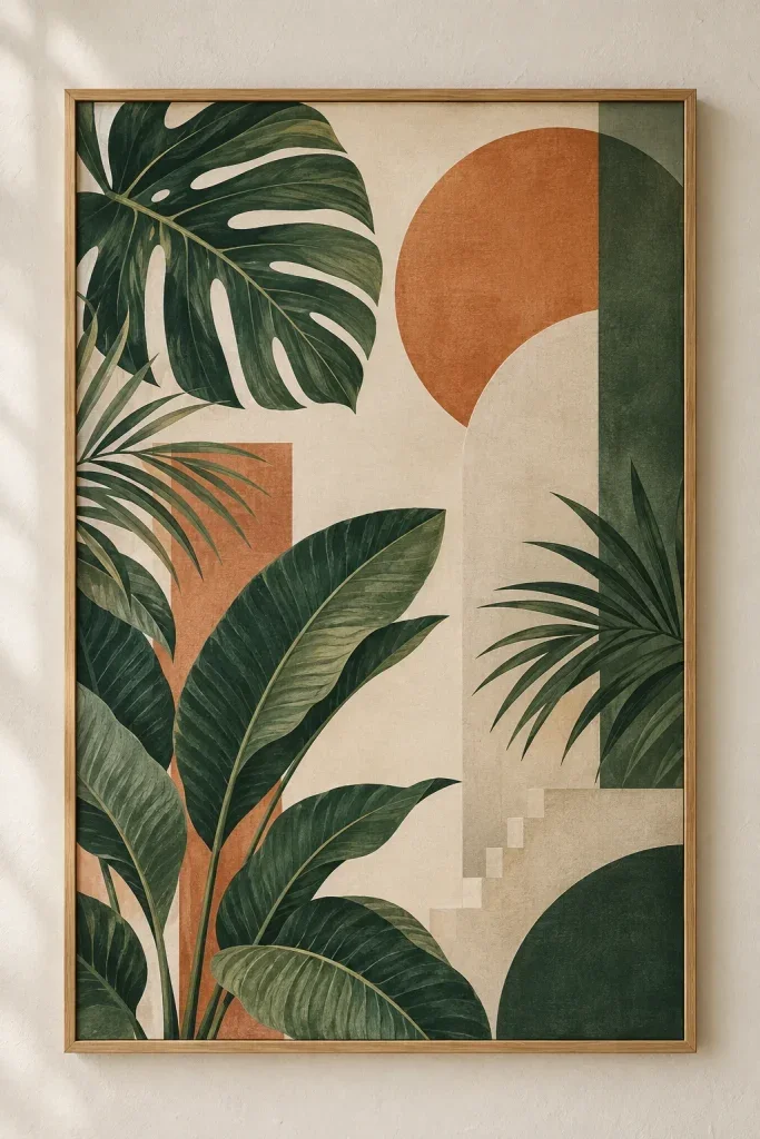Bộ Tranh Canvas Tropical Hình Học – H00403