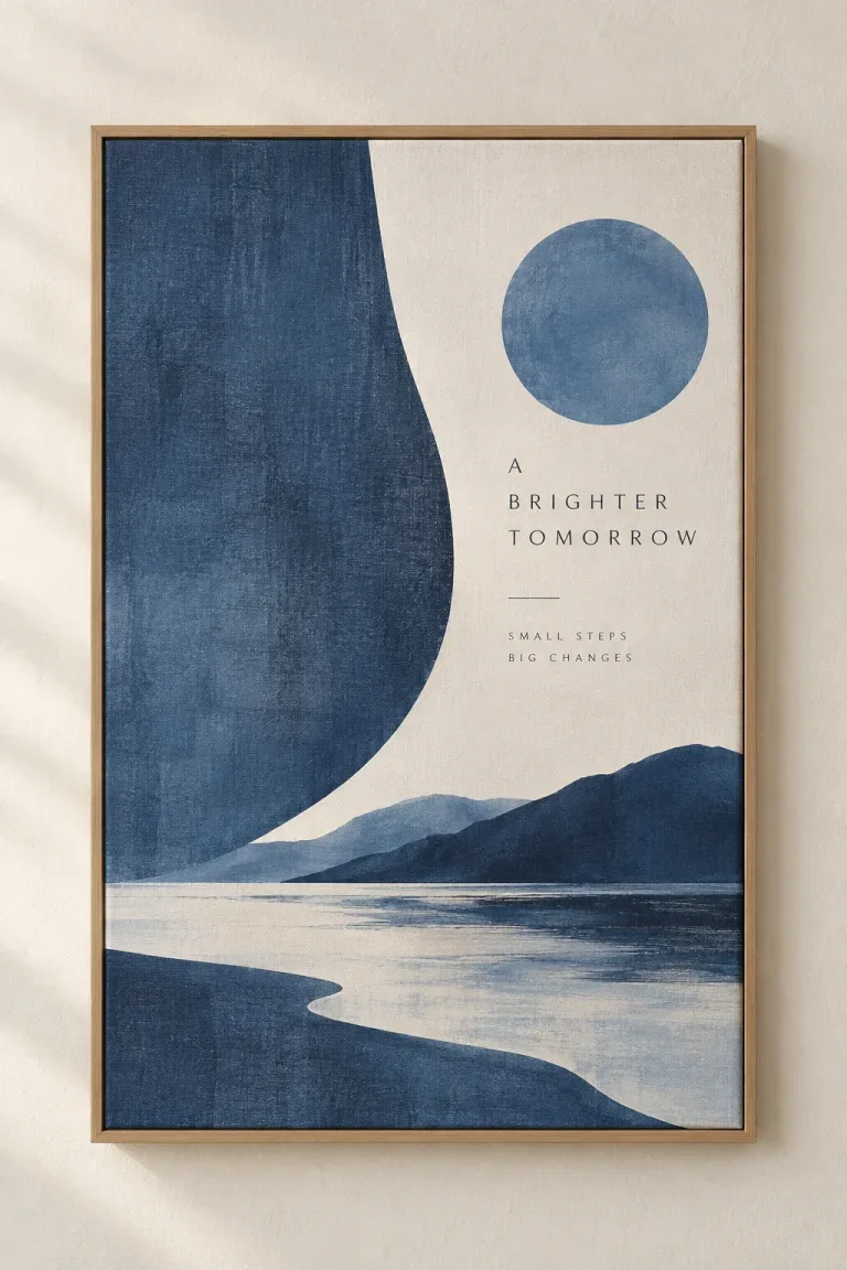 Bộ 3 Tranh Canvas Modern Blue & Typography – H00401