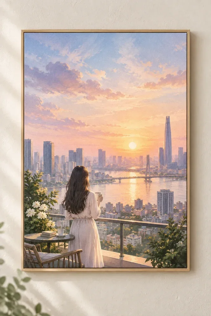 Bộ Tranh Canvas Cảm Hứng Ngày Mai & Đô Thị Pastel – H00319