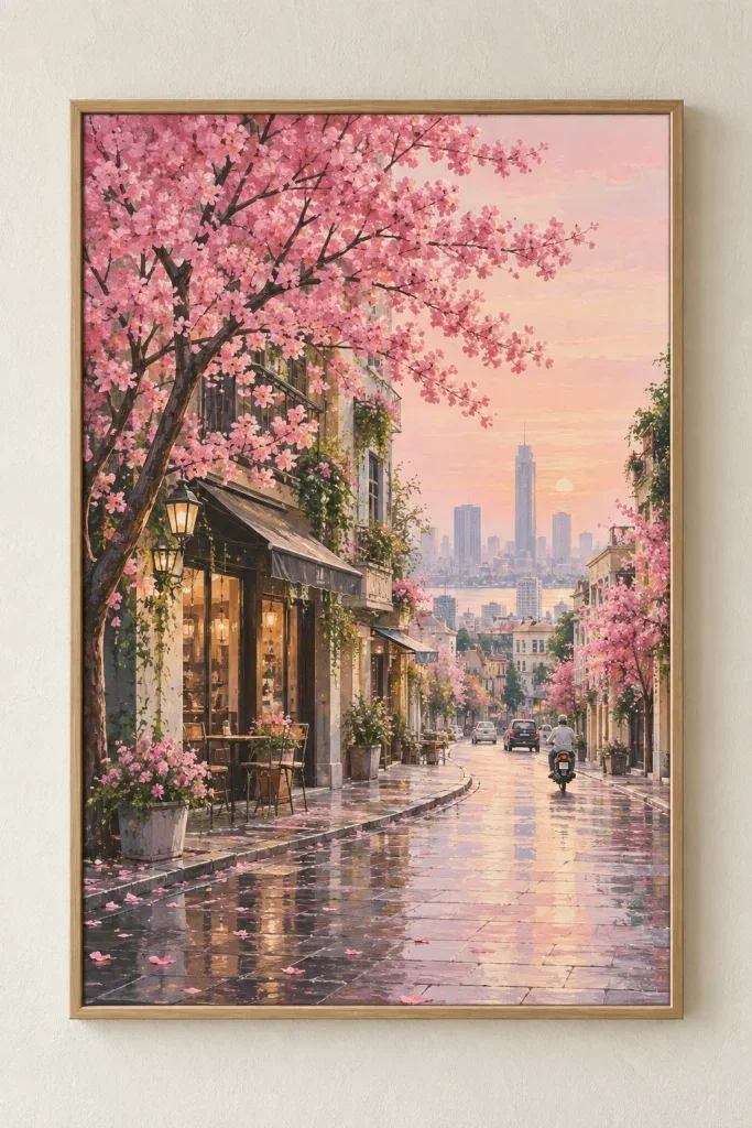 Bộ Tranh Canvas Sắc Hồng Phố Thị - H00303