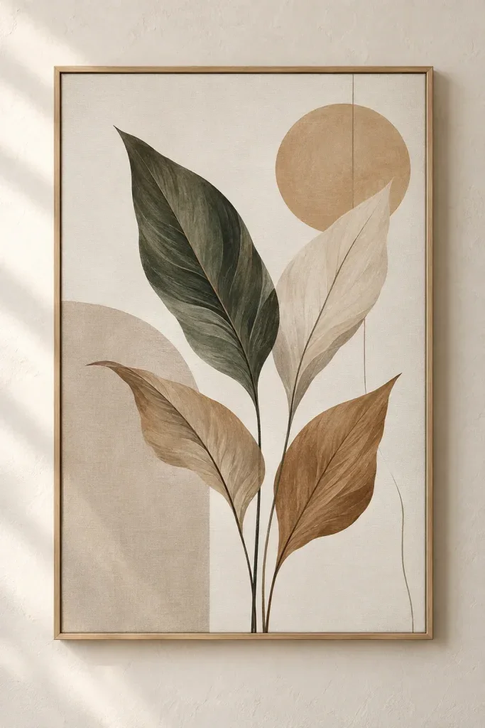 Tranh Canvas Dáng Lá Tối Giản – H00398