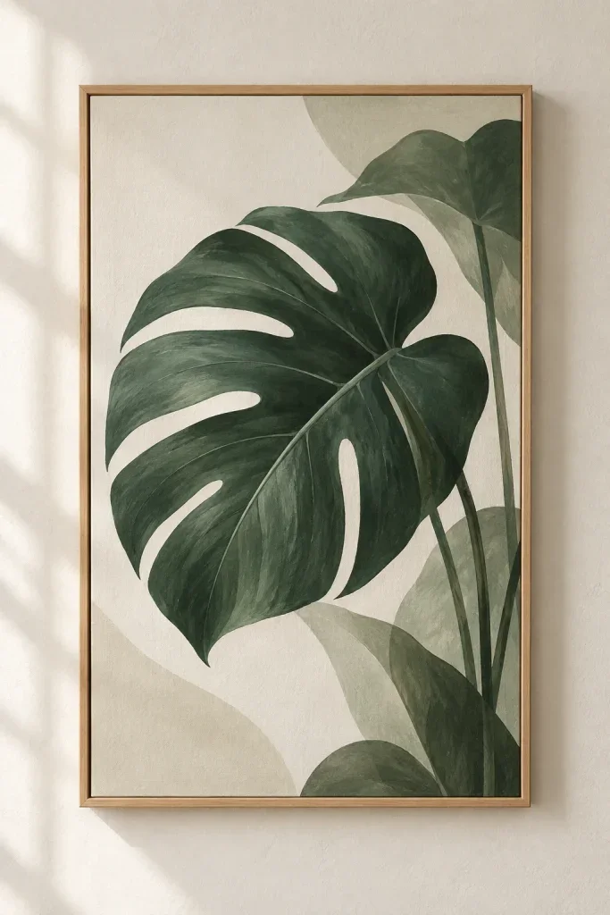Tranh Canvas Lá Xanh Tối Giản – H00389