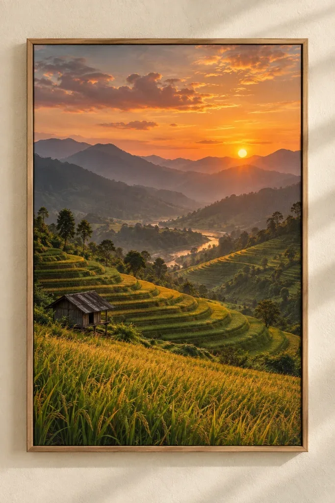 Tranh Canvas Ruộng Bậc Thang Hoàng Hôn – H00367