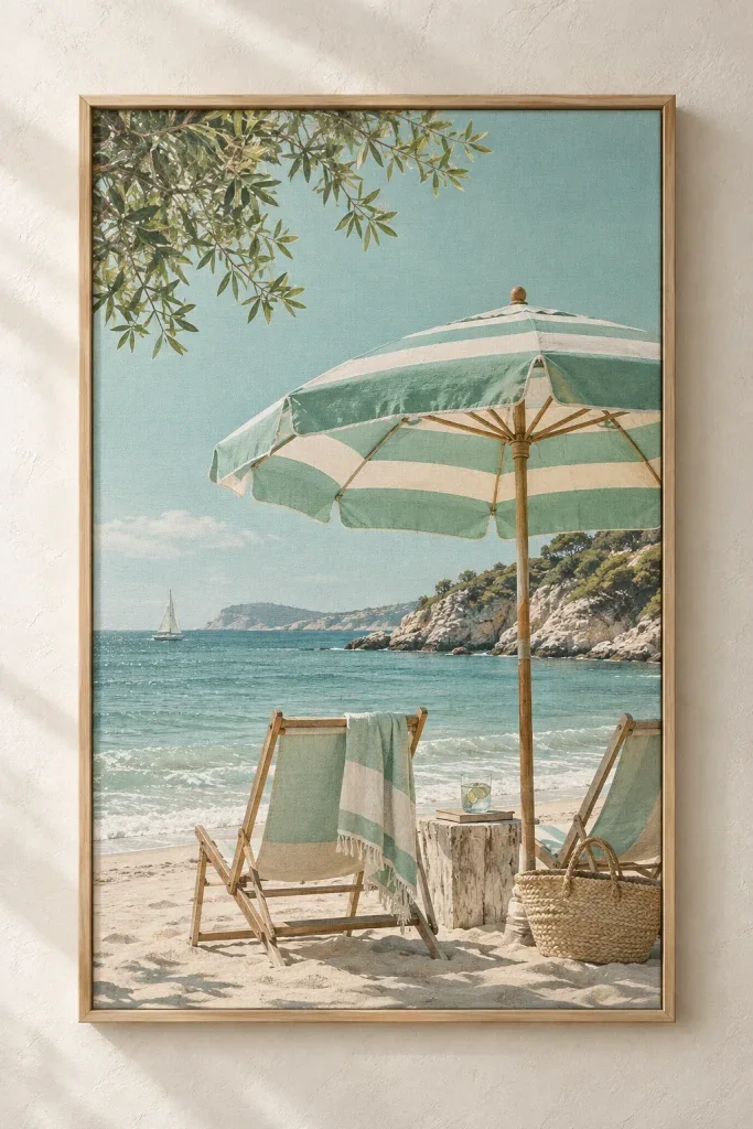 Tranh Canvas Mint Beach Umbrella – H00350