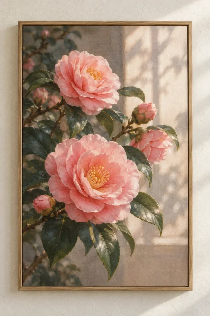 Tranh Canvas Pink Camellia – H00334