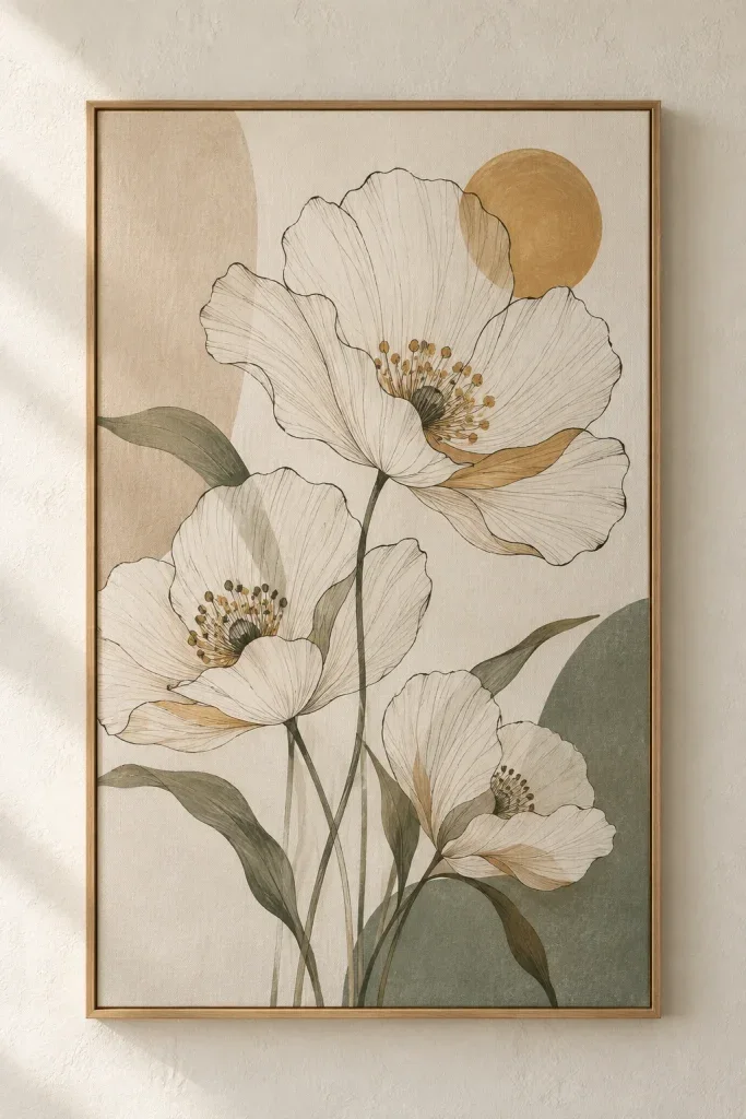Tranh Canvas Floral Line Art – H00330