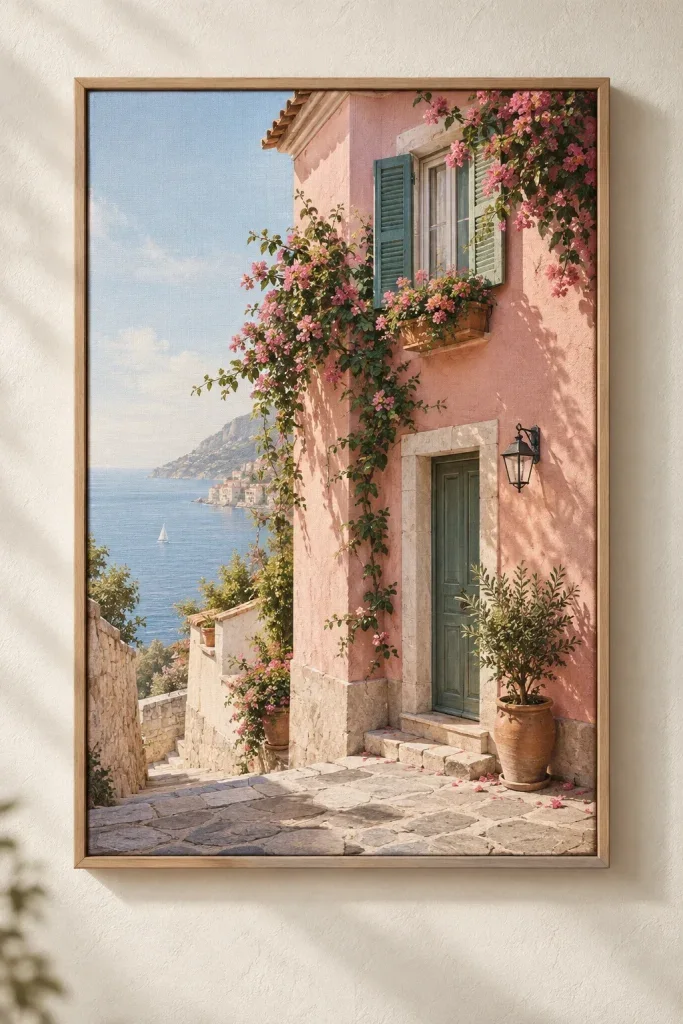 Tranh Canvas Pink House Corner – H00324