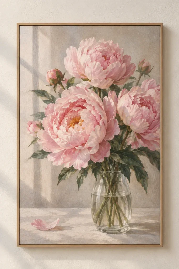 Tranh Canvas Pink Peonies – H00308