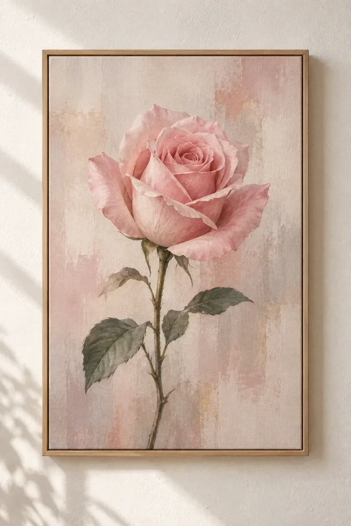 Tranh Canvas Single Pink Rose – H00305