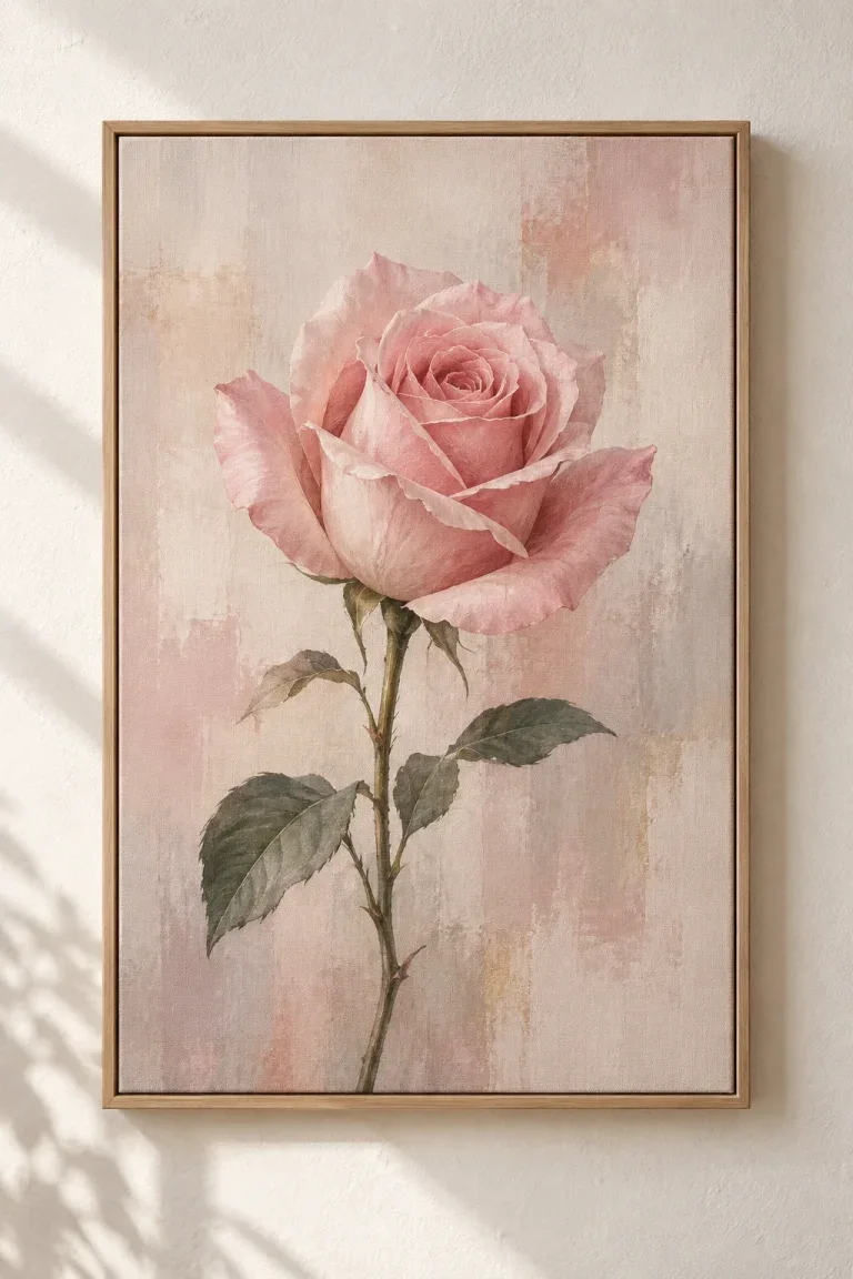 Tranh Canvas Single Pink Rose – H00305