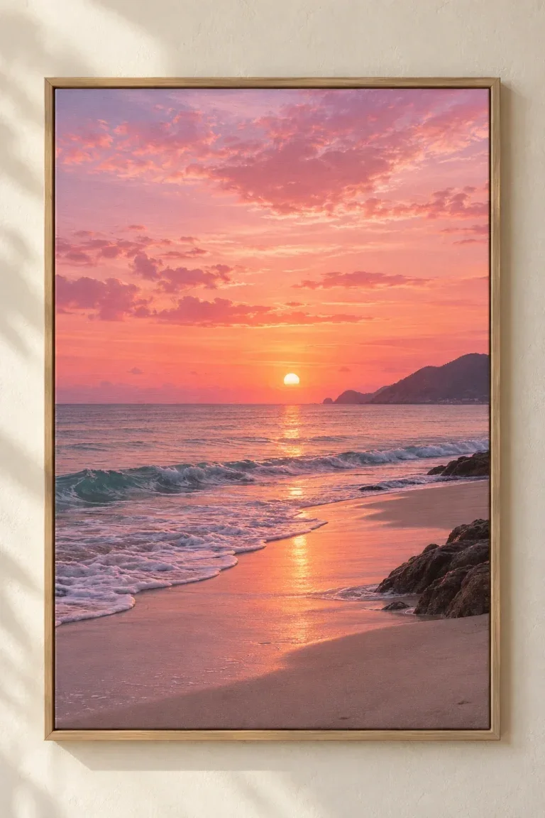 Tranh Canvas Pink Sunset Beach – H00304