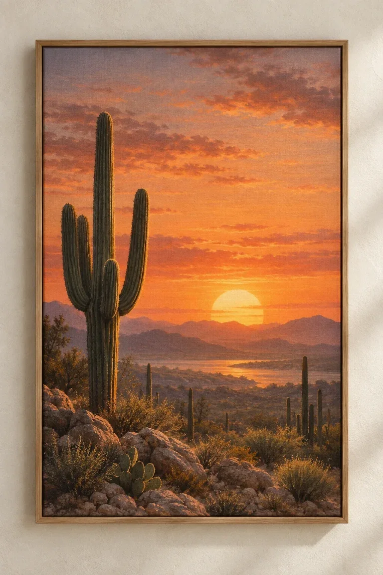 Tranh Canvas Sunset Cactus – H00302