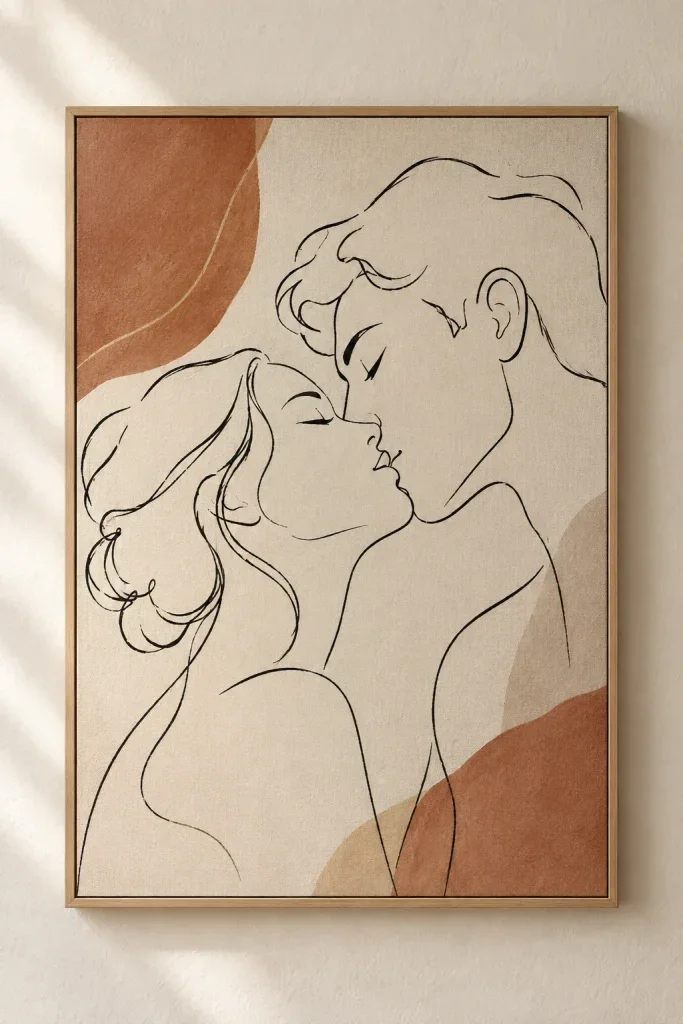 Tranh Canvas Line Art Nụ Hôn Nghệ Thuật – H00230.1