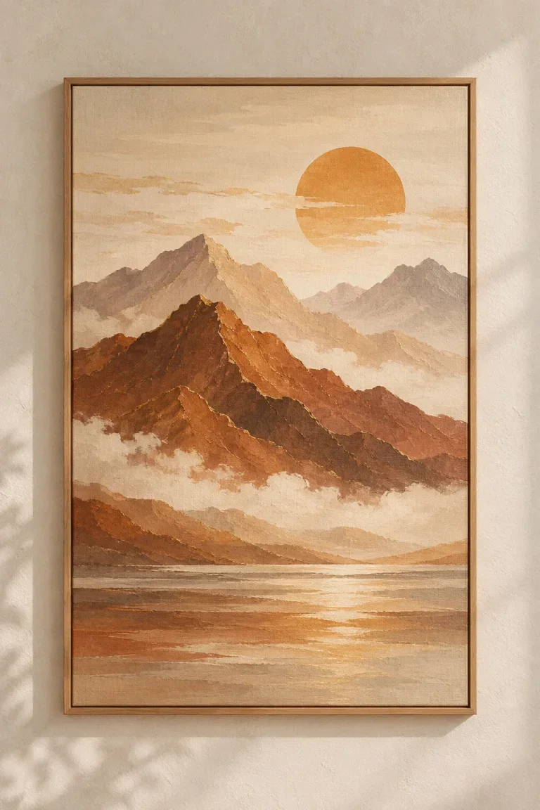Tranh Canvas Núi Trừu Tượng Gam Ấm – H00218.1