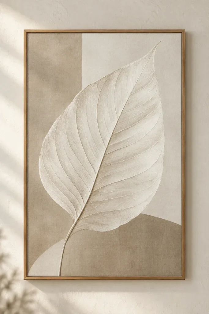 Tranh Canvas Lá Trắng Tối Giản – H00213.1