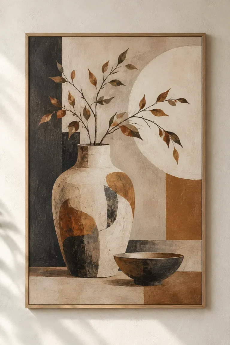 Tranh Canvas Bình Gốm Trừu Tượng – H00211.1