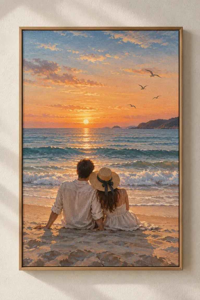 Tranh Canvas Đôi Người Trên Bãi Biển – H00207.5