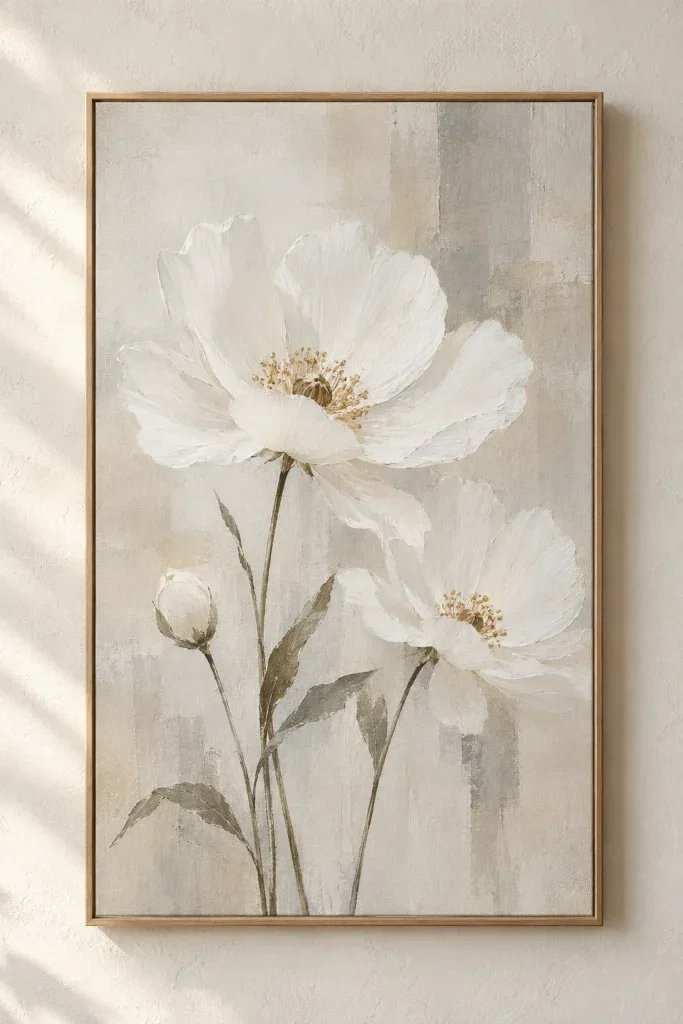 Tranh Canvas Hoa Trắng Tối Giản – H00207.1