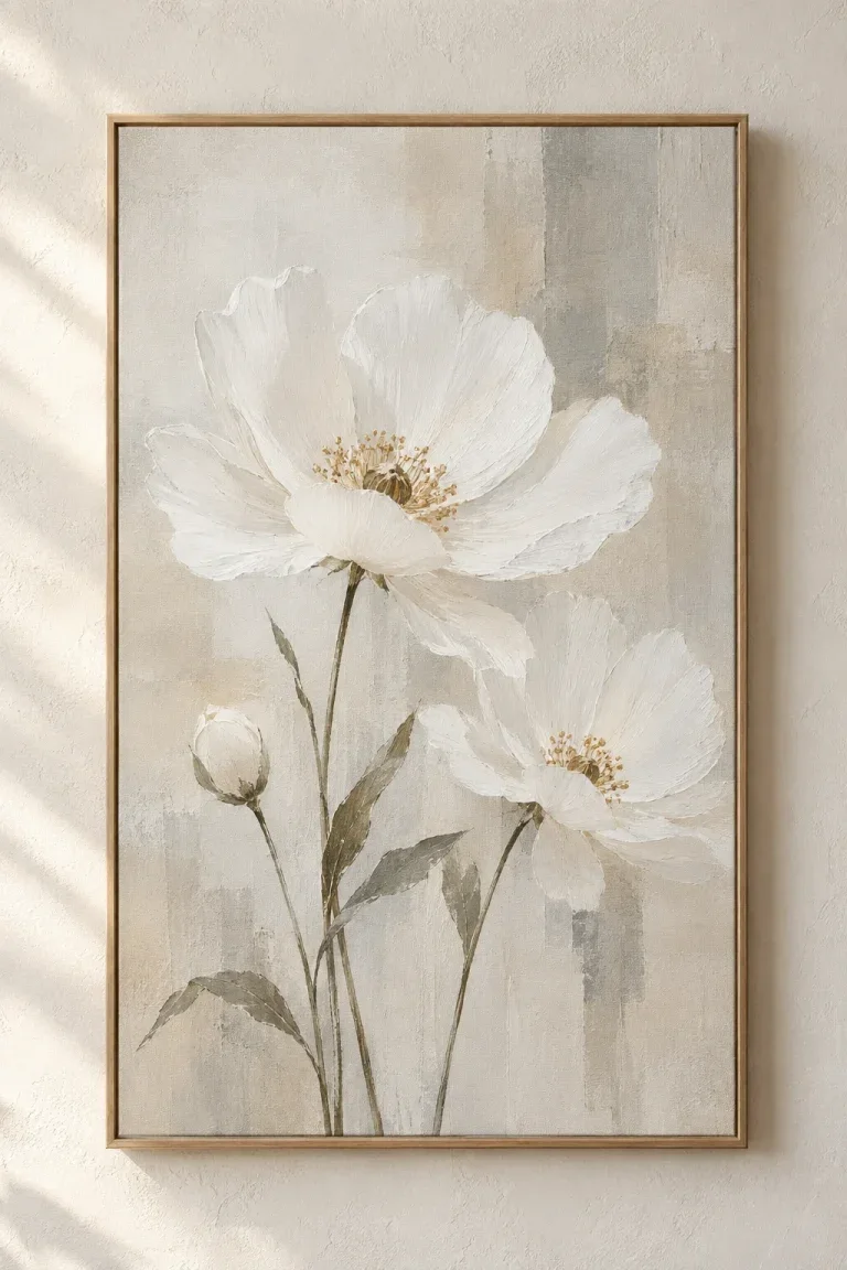 Tranh Canvas Hoa Trắng Tối Giản – H00207.1