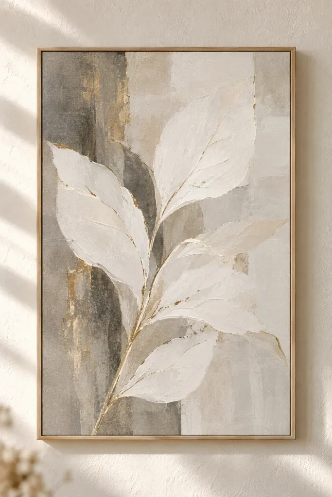 Tranh Canvas Lá Trắng Trừu Tượng – H00205.2