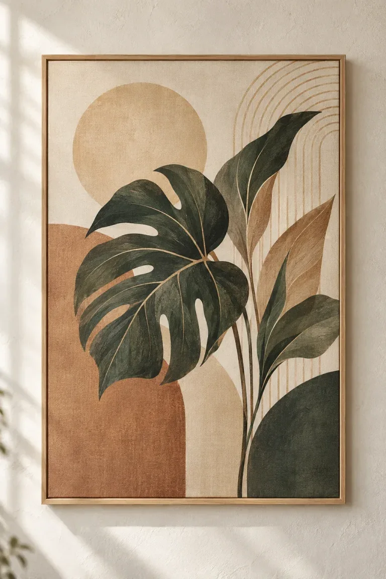 Tranh Canvas Lá Boho Trừu Tượng – H00204