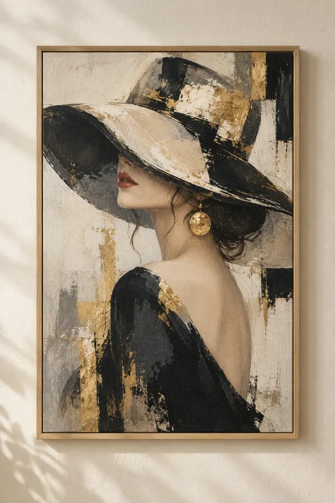 Tranh Canvas Cô Gái Đội Mũ Trừu Tượng – H00201