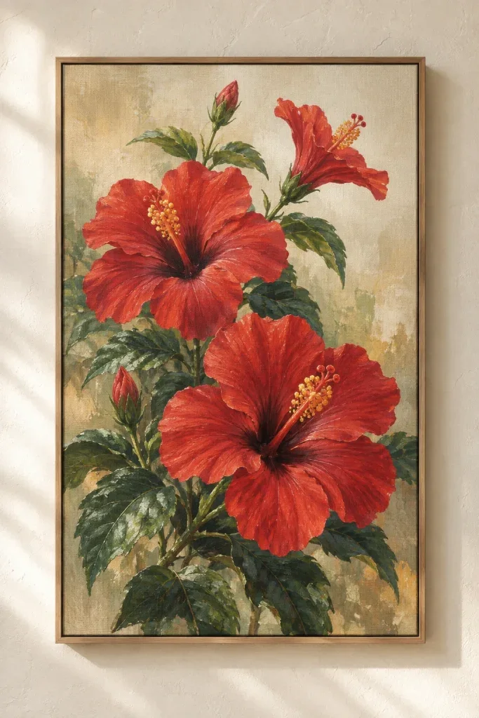Tranh Canvas Hoa Dâm Bụt Nghệ Thuật – H00115