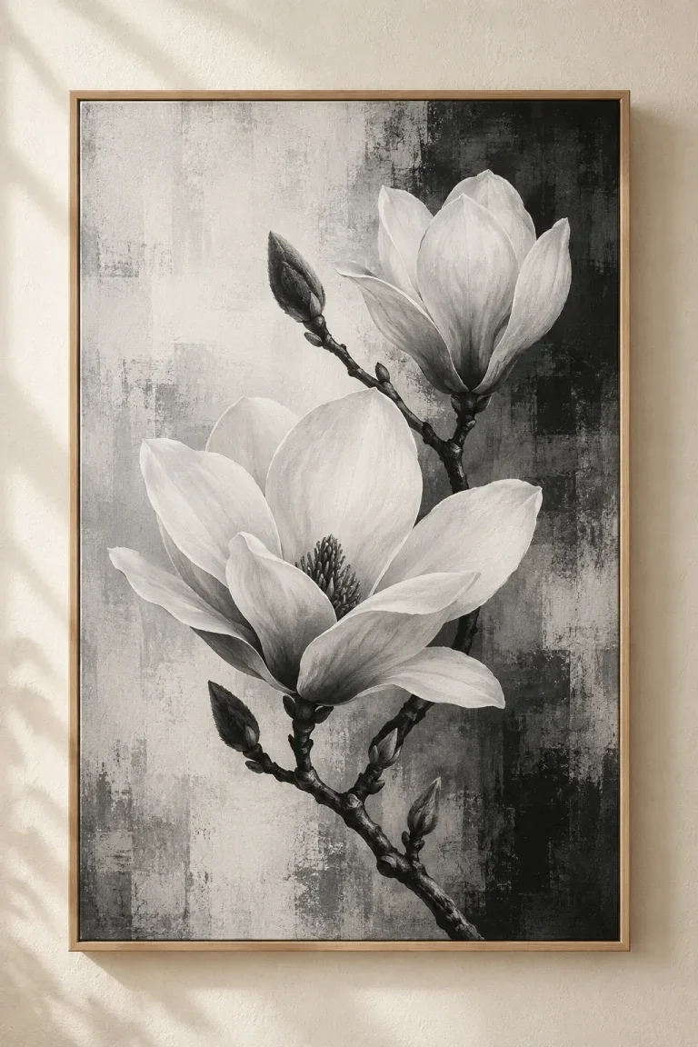 Tranh Canvas Hoa Mộc Lan Đen Trắng – H00109