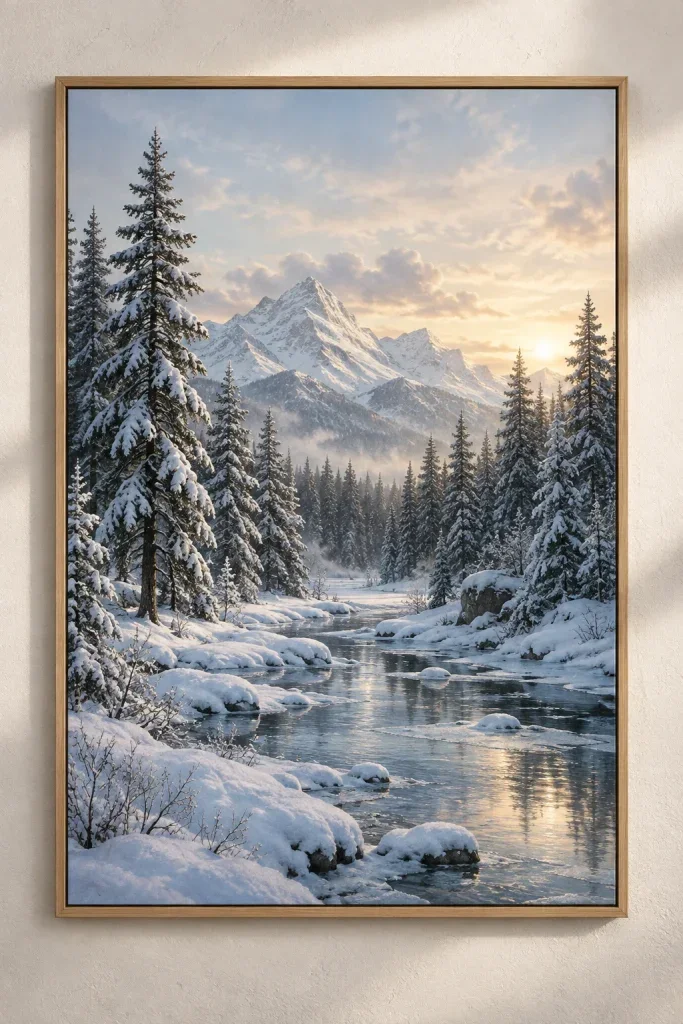 Tranh Canvas Rừng Thông Mùa Đông – H00103