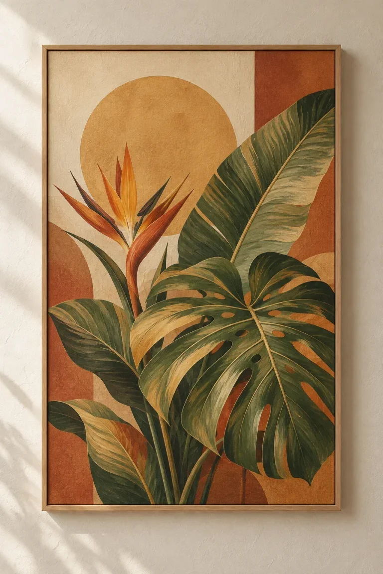 Tranh Canvas Lá Nhiệt Đới Gam Ấm – E00221
