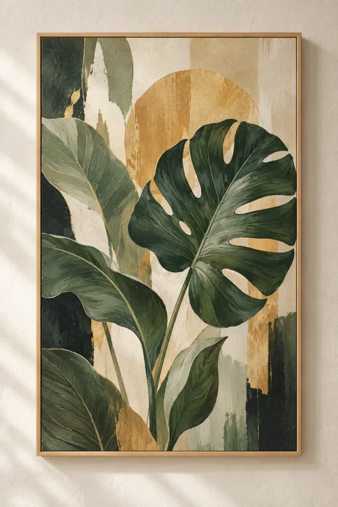Tranh Canvas Lá Nhiệt Đới Trừu Tượng – E00220