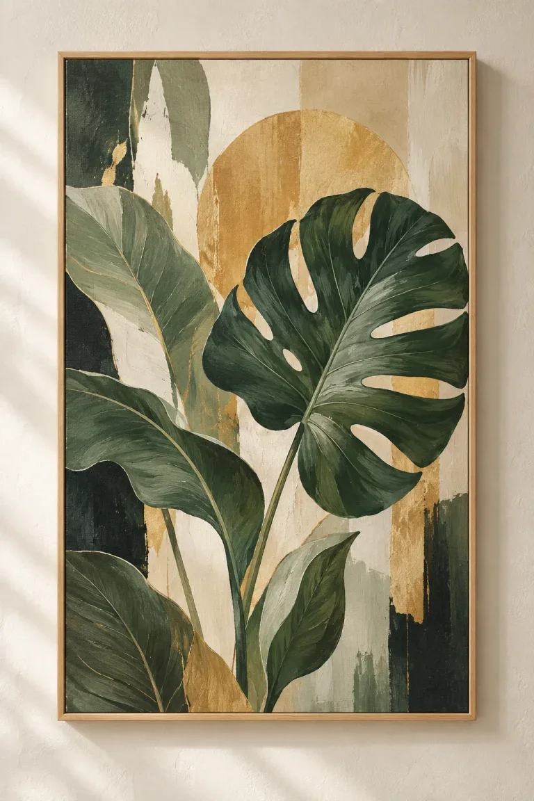 Tranh Canvas Lá Nhiệt Đới Trừu Tượng – E00220
